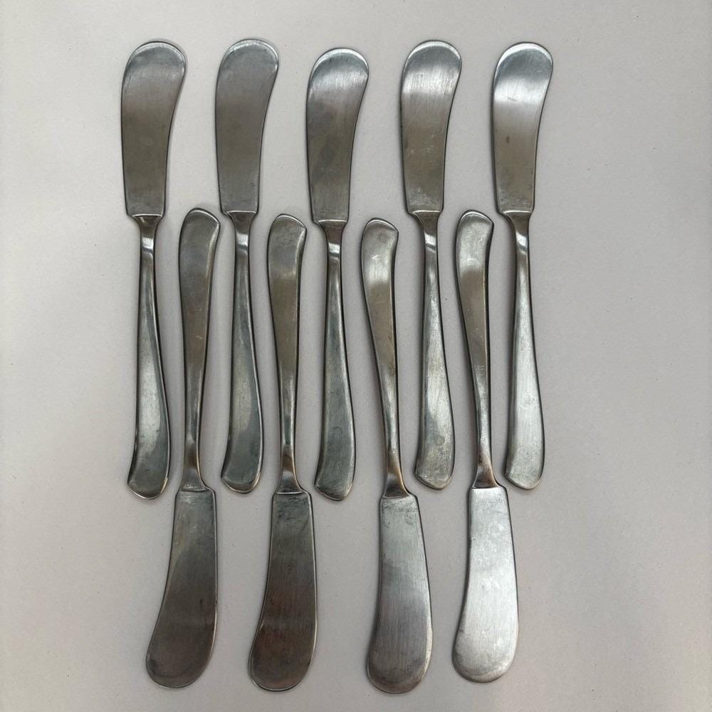 Wallace Saybrook‎ Spreader Stainless Blade Butter Knives Dining Set of 9 Silver